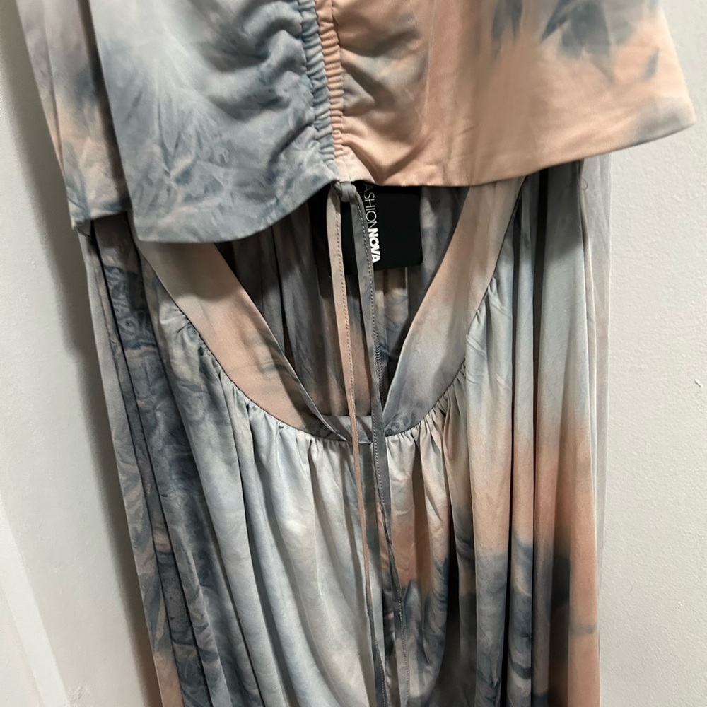 Blue and Cream Tie-Dye Jumpsuit - Picture 9 of 11